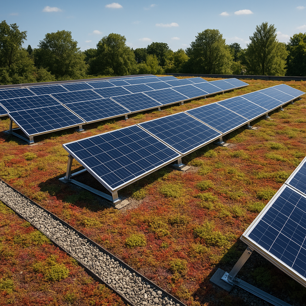 PV Anlage auf begrüntem Dach PV Anlage auf begrüntem Dach
